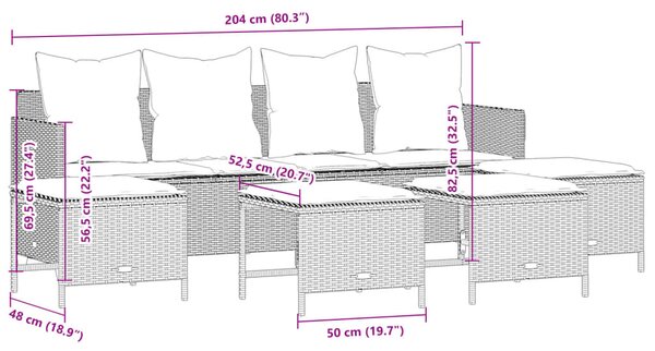 5dílná zahradní sedací souprava a podušky světle šedá polyratan 3261562