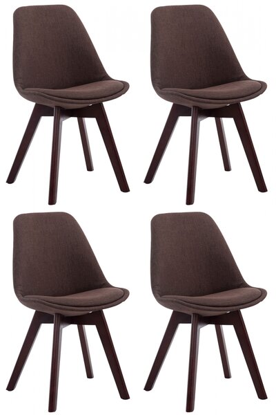 Židle Borne V2 látka (SET 4 ks), dřevené nohy ořech - Hnědá