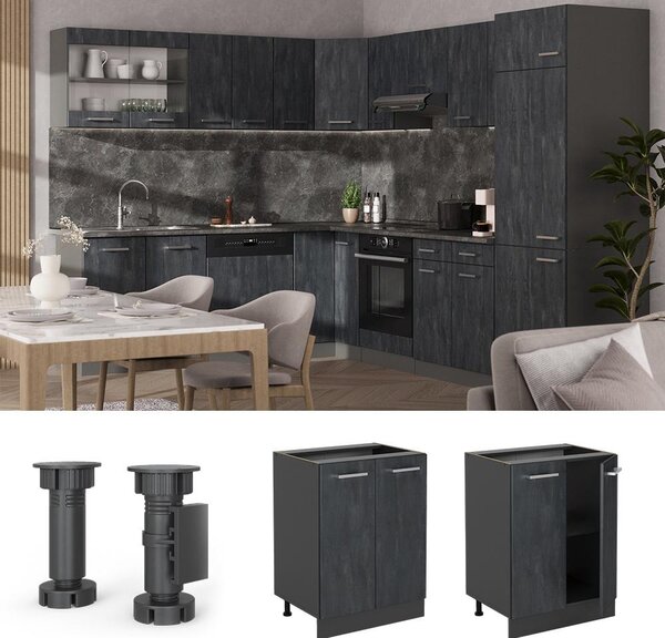 Spodní skříňka kuchyňské linky Vicco R-Line Černý beton 60 cm PD Mramor, Model 47473