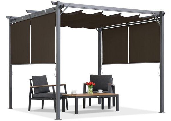 Hnědá terasová pergola s roletami La Palma 3x3 Garden Point