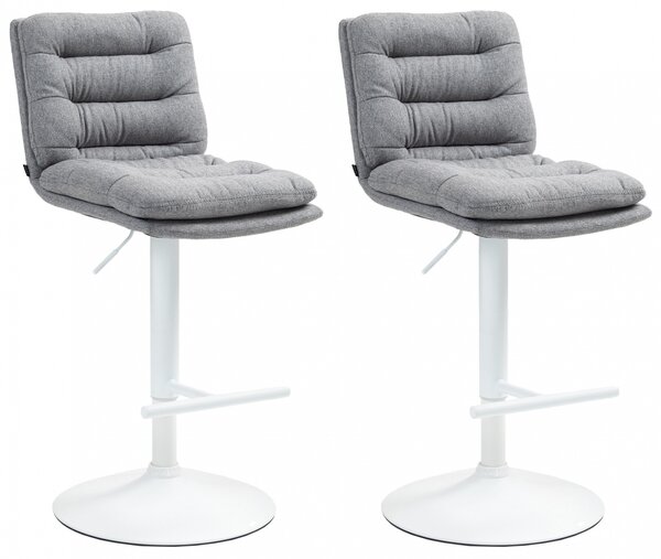 2x Barová židle Damar - látka, bílý rám - šedá