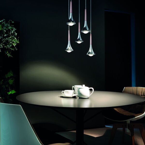 Lodes 15611 2027 Rain, závěsné svítidlo ve tvaru kapky chrom/černá, 1x7W LED 2700K stmívatelné, výška 21cm