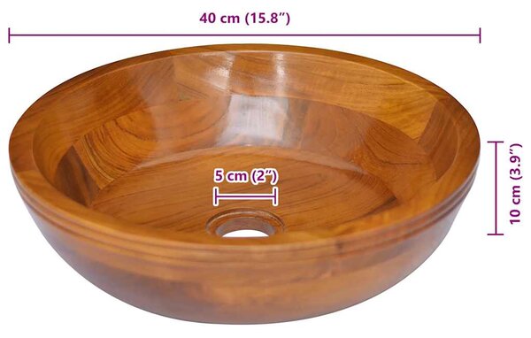Umývadlo masivní teak Φ40 x 10 cm 326160