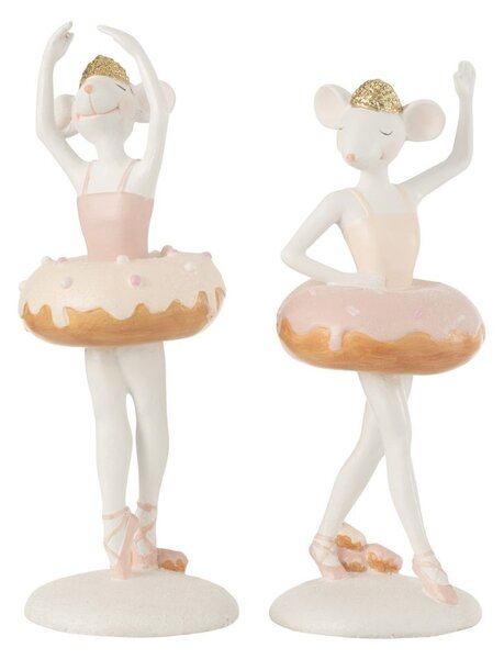 Set 2ks kouzelné Myšky-Baleríny s Donutem - 8*8*20 cm - J-Line by Jolipa