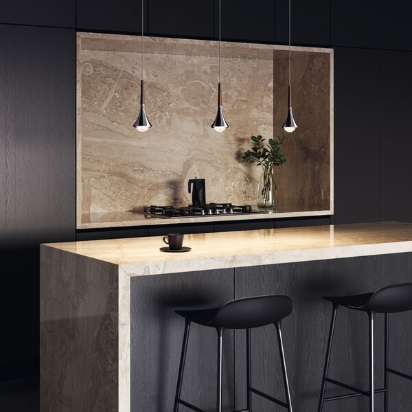 Lodes 15611 2027 Rain, závěsné svítidlo ve tvaru kapky chrom/černá, 1x7W LED 2700K stmívatelné, výška 21cm