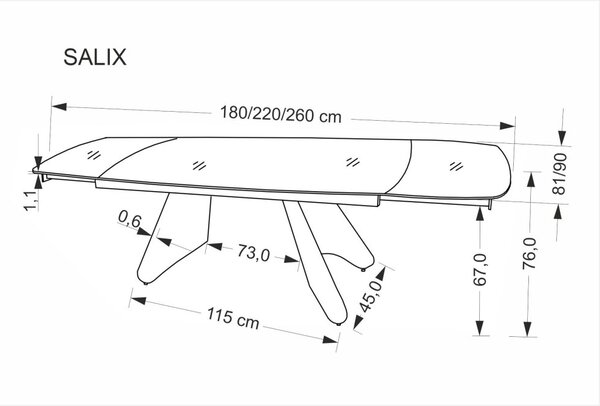 Halmar Rozkládací jídelní stůl SALIX 180(260)x90 traventin/kašmír