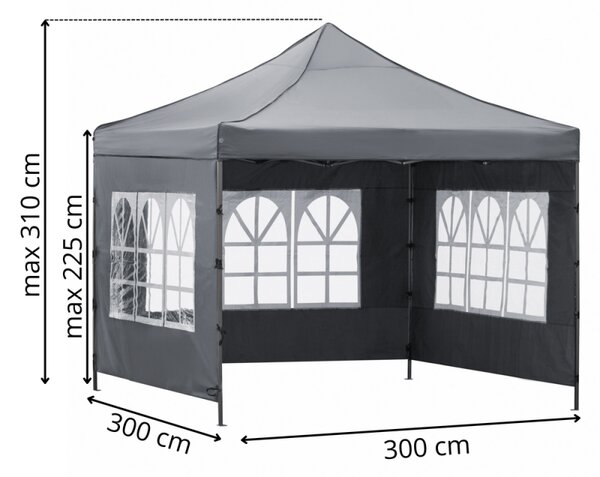 Párty stan 3x3 m SPRINGOS GP0005 tmavě šedý