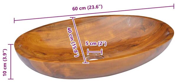 Umyvadlo masivní teak 60 x 40 x 10 cm 326162