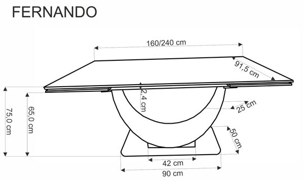 Halmar Rozkládací jídelní stůl FERNANDO bílý mramor/černý