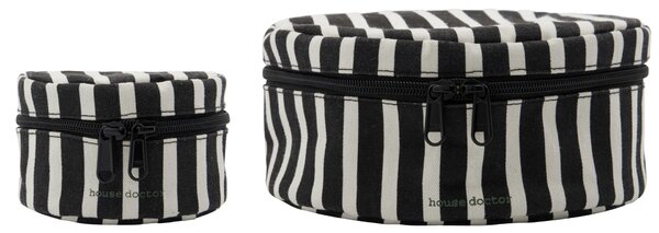 Úložný kulatý box se zipem Black/Off-white – set 2 ks