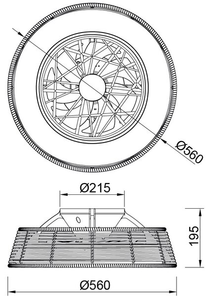 Mantra 8225 Indonesia Mini, ratanový ventilátor se svítidlem LED 55W 2700-5000K, dálkový ovladač, průměr 56cm, IP44