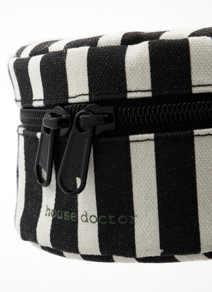 Úložný kulatý box se zipem Black/Off-white – set 2 ks