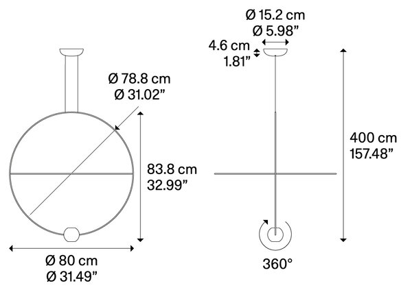 Lodes 20622 2227 Elara large, závěsné svítidlo LED 27W 2700K, černá, průměr 80cm