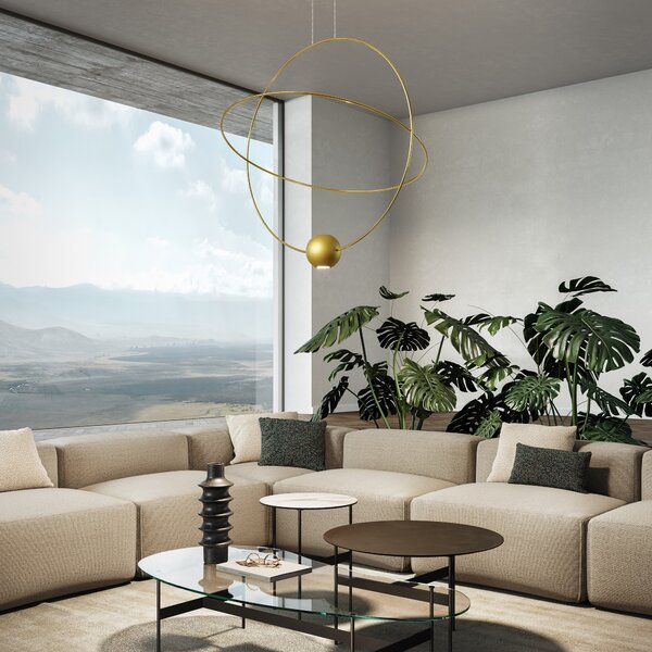 Lodes 20621 5027 Elara medium, závěsné svítidlo LED 27W 2700K, zlatá, průměr 60cm