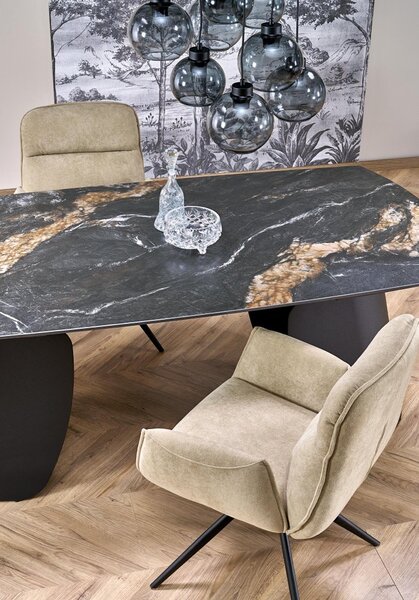 Halmar Rozkládací jídelní stůl FORUM 180(260)x90 černý mramor/černý