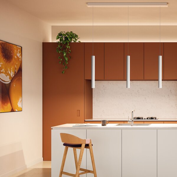 Lodes 09622 1000 A-tube small, bílé závěsné válcové svítidlo, 1x10W LED GU10, výška 30cm
