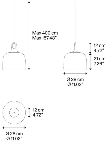 Lodes 16921 2700 Jim Bell cluster, champagne s šedým hákem, 1x25W LED E27, prům. 28cm