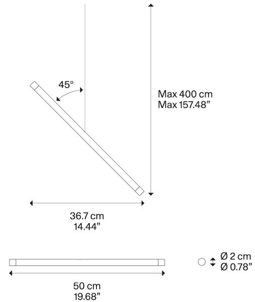 Lodes 15825 4520 A-tube Nano Duo, champagne, závěsné svítidlo, 2x1W LED 2700K, 50cm