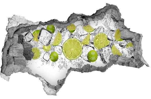 Nálepka 3D díra na zeď Limetka kostky ledu nd-b-117934420