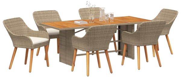 Zahradní jídelní souprava 7 ks Béžová polyratan 3261631