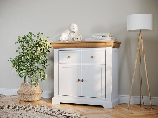 KATMANDU Komoda 2.2 malá Marone Elite, bílá-přírodní borovice, 95x92x41 cm