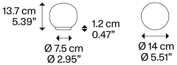 Lodes 18781 1200 Volum 14, stolní lampa ON/OFF z bílého foukaného skla, 1x15W E14, prům.14cm