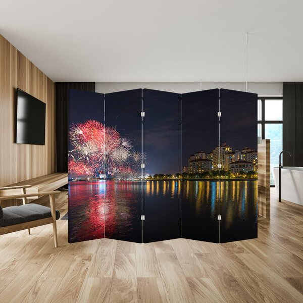 Paraván - Ohňostroj v singapuru (210x170 cm)