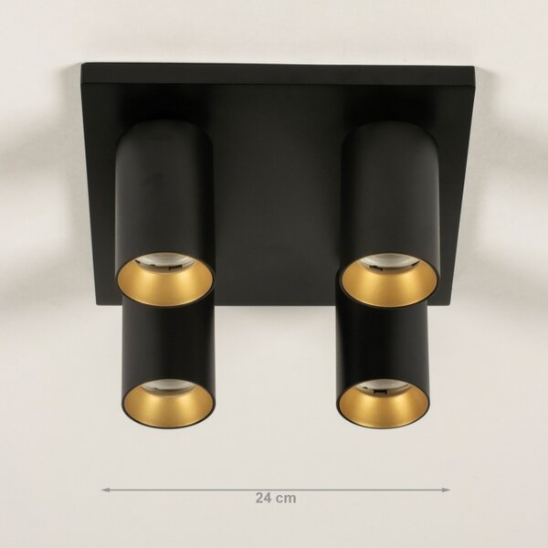 Stropní bodové svítidlo Average Spot Black and Gold Quadro (LMD)