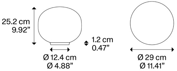Lodes 18783 1200 Volum 29, stolní lampa ON/OFF z bílého foukaného skla, 1x25W E27, prům.29cm