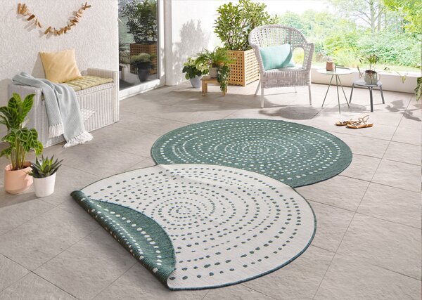 Hanse Home, Kusový koberec Twin-Wendeteppiche 103111 grün creme kruh – na ven i na doma, 200x200 (průměr) kruh, zelená, chodba / předsíň