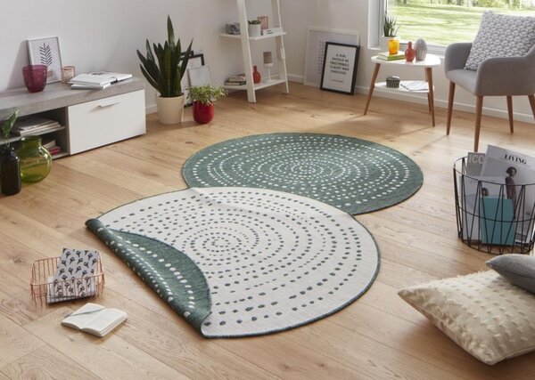Hanse Home, Kusový koberec Twin-Wendeteppiche 103111 grün creme kruh – na ven i na doma, 200x200 (průměr) kruh, zelená, chodba / předsíň