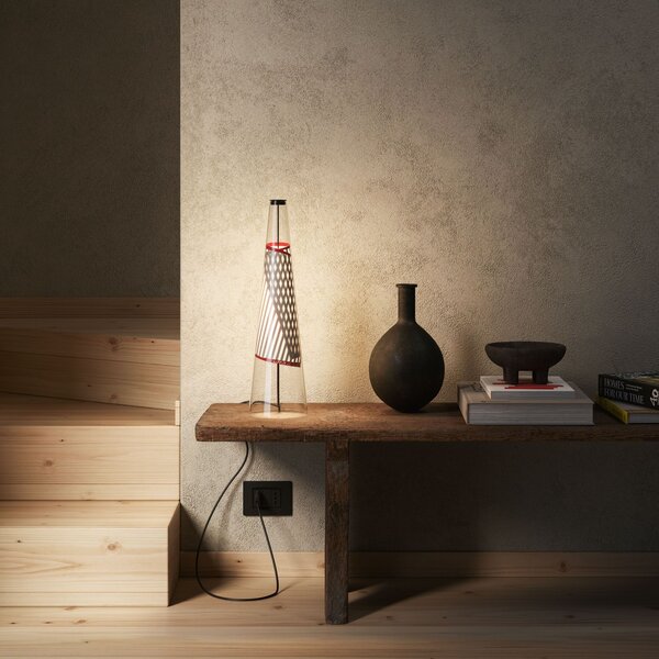 Lodes 21080 6027 Cono di Luce, designová stolní lampa sklo/červená 7,5W LED 2700K, výška 50,2cm