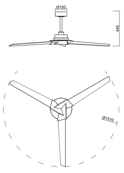 Mantra 8725 Brisa Mini, lopatkový ventilátor s nepřímým osvětlením a dálk. ovladačem LED 20W 2700-5000K, černá/dřevěná, průměr 151cm, IP44