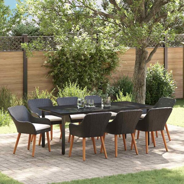 Zahradní jídelní souprava 9 ks Černá polyratan 3261676