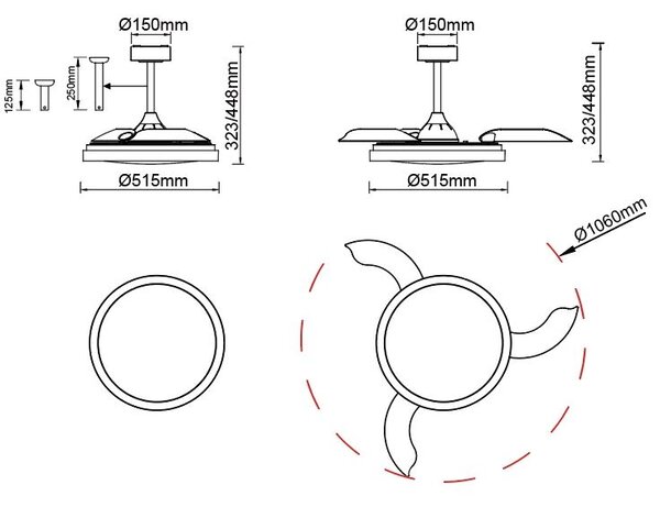 Mantra 8827 Mistral, rozvinovací ventilátor se svítidlem a dálk. ovladačem, LED 50W 3000-6500K, dřevěná, průměr 51/106cm