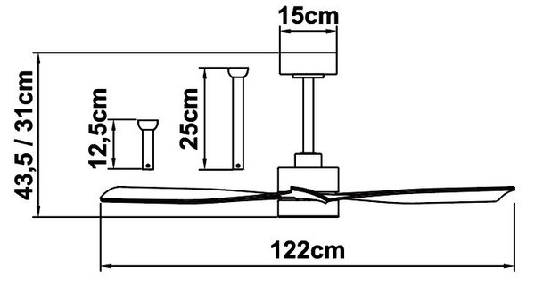 Mantra 8715 Thai, lopatkový ventilátor se svítidlem a dálk. ovladačem LED 30W 2700-5000K, černá, průměr 122cm