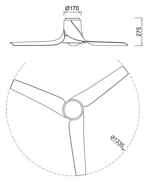 Mantra 8718 Ushuaia, lopatkový ventilátor se svítidlem a dálk. ovladačem LED 30W 2700-5000K, černá, průměr 134cm