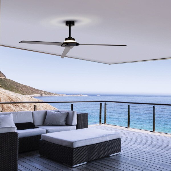 Mantra 8723 Brisa, lopatkový ventilátor s nepřímým osvětlením a dálk. ovladačem LED 20W 2700-5000K, černá/dřevěná, průměr 177cm, IP44