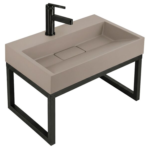 Rea Goya, umyvadlo z konglomerátu s černou konzolou, 60 cm, béžová, KPL-U4413