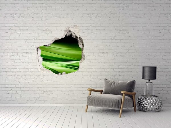 Samolepící díra zeď 3D Zelené vlny pozadí nd-p-87078667