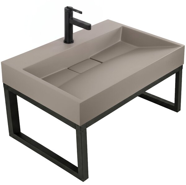 Rea Goya, umyvadlo z konglomerátu s černou konzolou, 70 cm, béžová, KPL-U4414