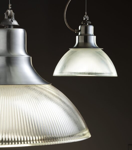 Zava Berlino, závěsné svítidlo v industriálním stylu, 1x100W E27, satinovaný hliník, prům. 38cm