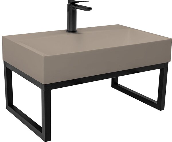 Rea Goya, umyvadlo z konglomerátu s černou konzolou, 70 cm, béžová, KPL-U4414