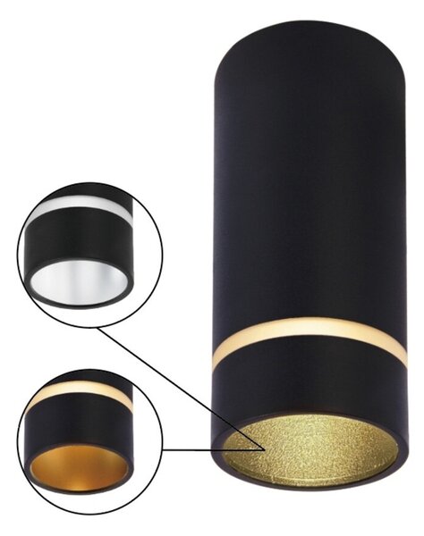 Mantra 8885 Split, stropní válcové svítidlo s průsvitným proužkem 1xGU10, černá, průměr 6cm