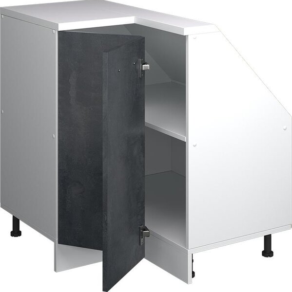 Rohová kuchyňská skříňka pod šikmou střechu Vicco R-Line Černý beton 75.6 cm s 1 dveřmi, Model 59121