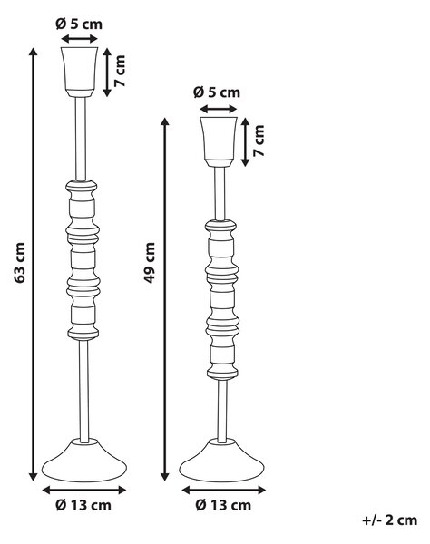 Sada 2 svícnů SALAMINA Kov 63/49 cm Zlatá