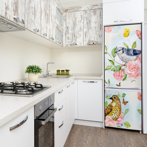 Foto nálepka na ledničku Ptáci motýli růže FridgeStick-70x190-f-126222503