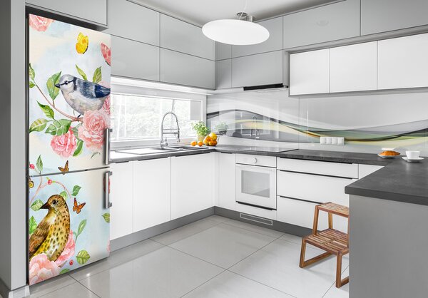 Foto nálepka na ledničku Ptáci motýli růže FridgeStick-70x190-f-126222503
