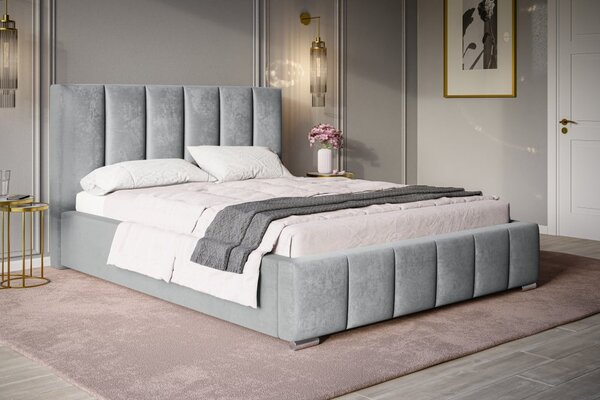 Čalouněná postel BED 1 120x200 šedá velvet