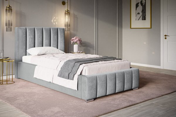 Čalouněná postel BED 1 90x200 šedá velvet